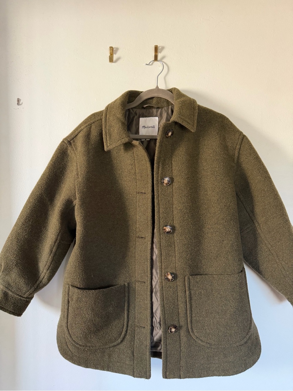 Madewell Olive Green Wool Pea Coat - Picture 2 of 4